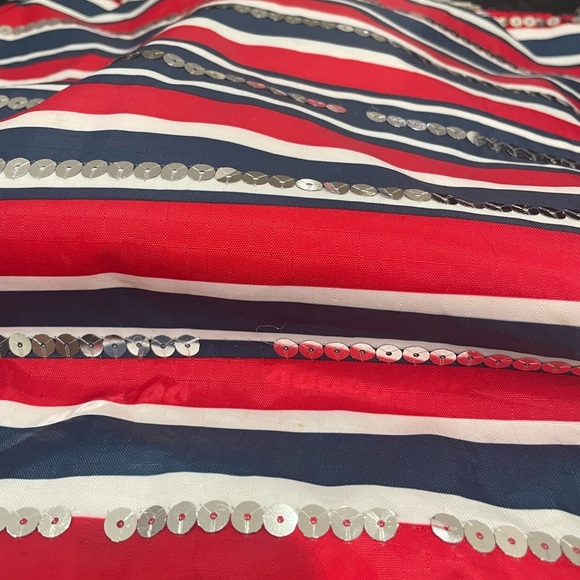 LESPORTSAC Red white and blue with sequins tote. Silver sparky handle. - Picture 3 of 8